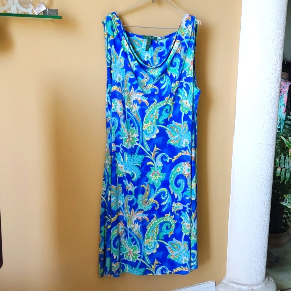 LAUREN RALPH LAUREN Blue Floral Midi Dress